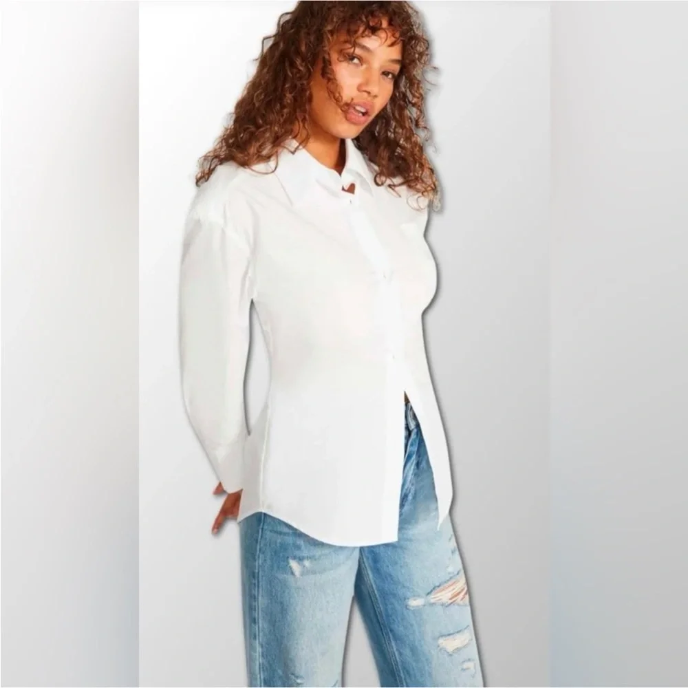 Steve Madden Nadia White Button Down Shirt - Picture 4 of 16